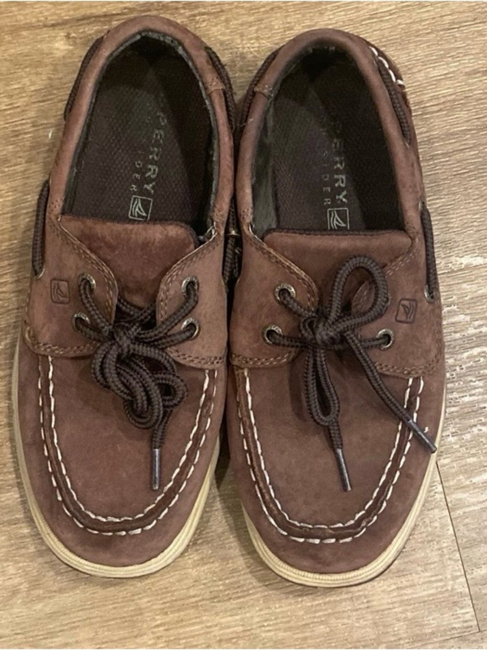 Sperry Boys Intrepid Brown Leather Boat Shoes Loafers Size 2.5M